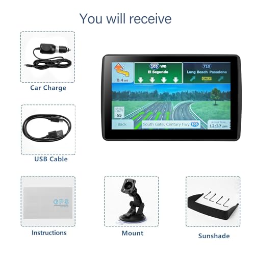 GPS Navigator for Car Truck RV, 2026 Latest Maps, 7-inch Touch Screen with Voice Guidance, Speed Limit & Red Light Camera ...