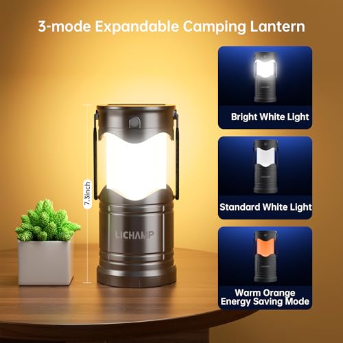 Lichamp 4-Pack Solar Camping Lantern, USB Rechargeable LED Lanterns Battery Powered Pop Up Flashlight Lamps with Three Mod...
