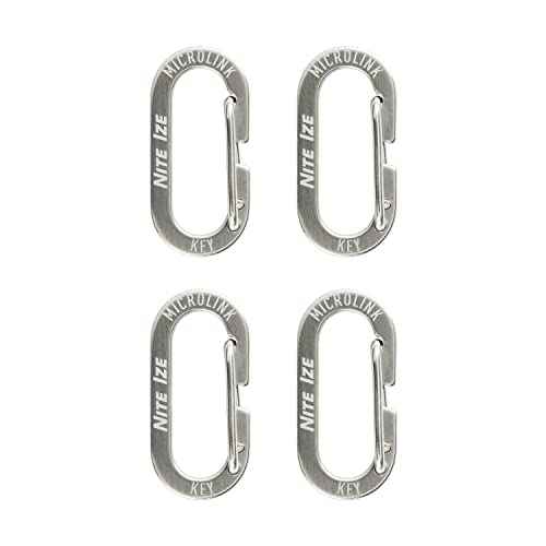 Nite Ize MicroLink Carabiner, Stainless Steel Mini Key Rings for Keys Fobs MultiTools and More, 4 Pack
