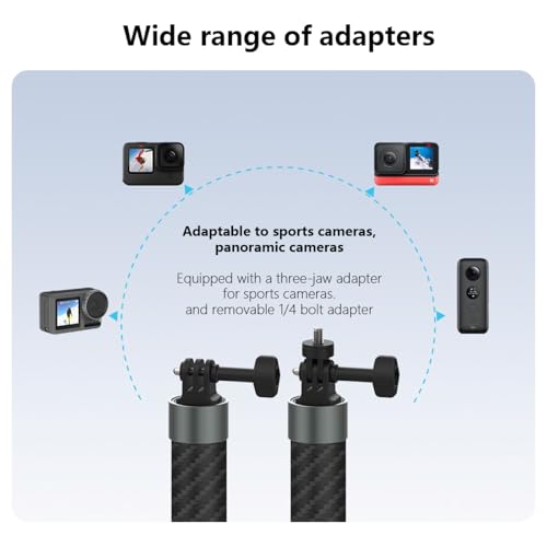 NEOSOU 102-inch Long Selfie Stick Pole Extension Rod for GoPro Insta360 X5 X4 DJI Osmo Action 5 Pro DJI Pocket 3, Carbon F...