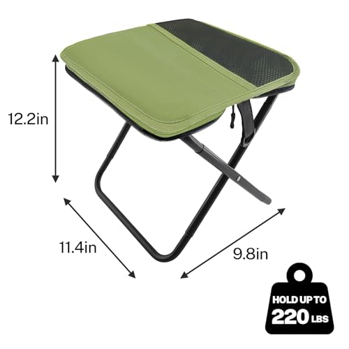 HGEKLIZV Portable Stool, Small Folding Stool for Adults, Ultralight Camping Stools for Hiking and Fishing (Green)