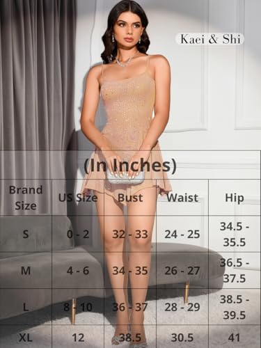 Kaei&Shi Mini Dress Outfit Sexy Birthday,Club Concert Party,Sheer Mesh Going Out,Homecoming HOCO Rhinestone Sparkly Sequin