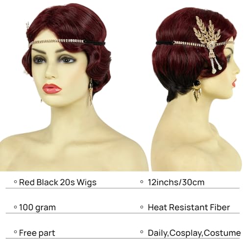 STfantasy 20S Finger Wave Wig Flapper Curly Synthetic Hair for Women 1920s Cosplay Costume Halloween Party Daily Everyday ...