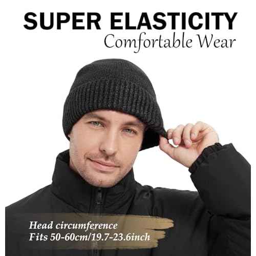 Wmcaps Winter Men Women Fleece Lined Beanie Knitted Hats, Soft Thermal Stocking Skull Caps for Cold Weather