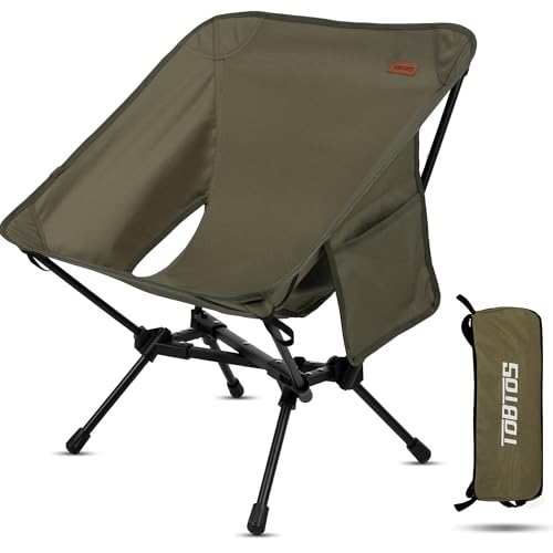 TOBTOS Portable Camping Chair, Support up to 330 LBS, Lightweight Folding Backpacking Chair for Outdoor Camp, Travel, Beac...