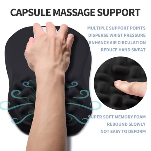 Gleamtide Ergonomic Raised Mouse Pad Wrist Support with Bilateral Slope Memory Foam Mousepad for Wrist Rest and Carpal Tun...