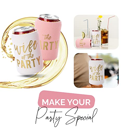 Wife of the Party and The Party Bachelorette Can Coolers - Set of 12, Perfect for Decorations and Bridesmaid Gifts (Dusty ...