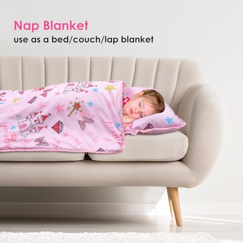 Kids Nap Mat Portable Slumber Bags with Removable Pillow and Blanket for Girls Boys, Lightweight Extra Large Sleeping Bag ...