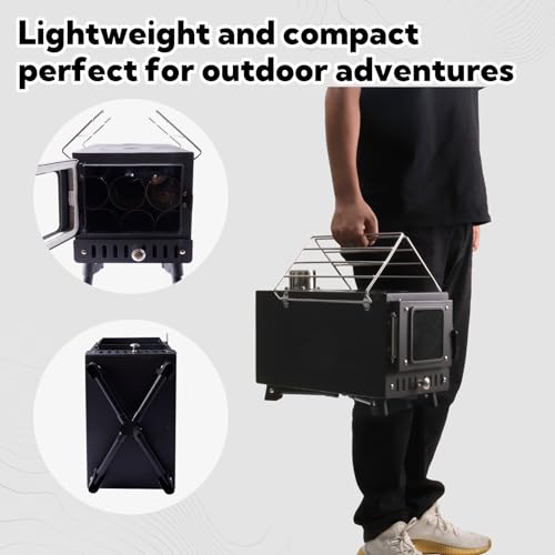 Huskfirm Wood Burning Stove,Tent Stove for Heating,Folding Portable Wood Stove for Tent,Cooking,Courtyard,Camping Stove in...