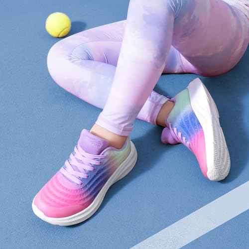 DREAM PAIRS Girls Boys Shoes Kids Lace up Tennis Sparkle Glitter Athletic Running Sneakers