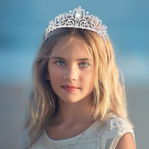 TAROSE Crowns for Women, Queen Crystal Gold Silver Tiaras with White Rhinestone and Combs, Goddess Crown for Wedding Bride...
