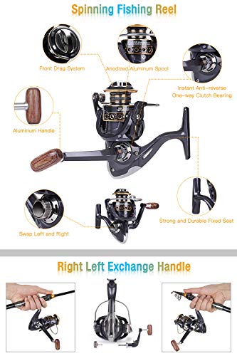 LineRike Fishing Rod and Reel Combo, Carbon Fiber Telescopic Fishing Pole with Spinning Reel, Fishing Line, Fishing Lures,...