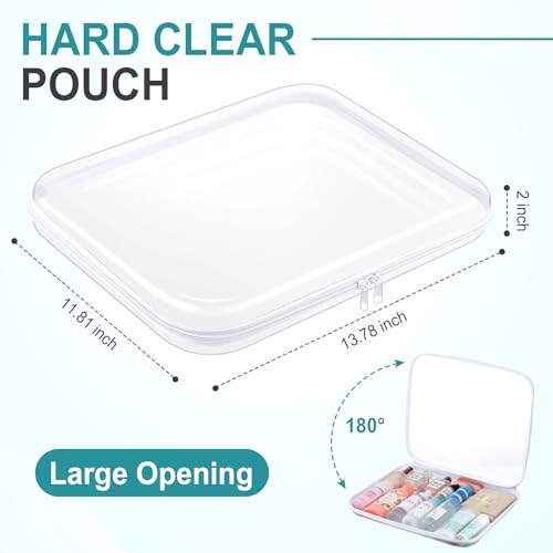 Sanwuta 10 Pcs Hard Zipper Case Clear Hard Pouches Plastic Zipper Pencil Box Toy Storage Bins Portable Plastic Container for Travel Toiletry Office Cosmetic Block Puzzle Organizer(L,Clear)