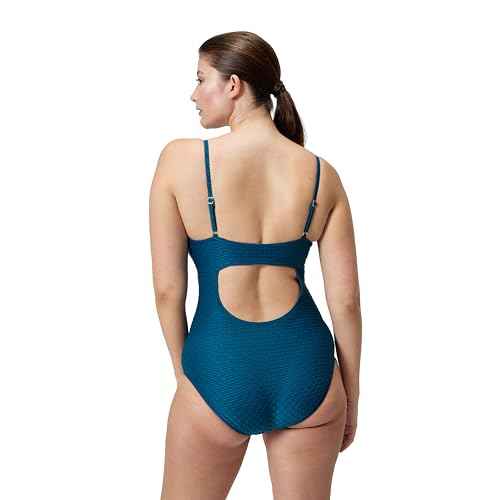 Speedo Womens Swimsuit One Piece V-Neck Strappy Back Contemporary Cut