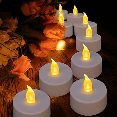 Nancia Tea Lights, 50PACK Flameless LED Tea Lights Candles, Flickering Warm Yellow, 200 Hours Battery-Powered Tea Light, I...