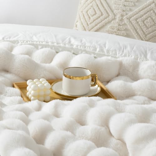 Touchat Luxury 1000GSM Faux Rabbit Fur Throw Blanket, Super Heavy Warm Cozy Blankets for Couch Bed Sofa, Bubble Plush Fuzz...