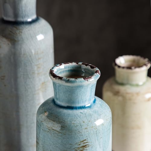 CwlwGO- Ceramic Vase Set of 3, Small Flower Vases for Home Decoration, Modern Farmhouse Decor, Living Room Kitchen Table C...
