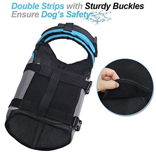 VIVAGLORY + Neoprene Dog Life Vest + Sports Style Dog Life Jacket, Swimming Vest with Handle, Ripstop & Buoyancy