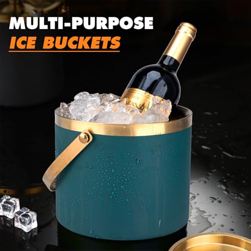 Ice Bucket, 3L Double-Wall Stainless Steel Insulated Ice Bucket With Lid and Ice-Tong, Ice-Buckets for Parties Home Bar, C...