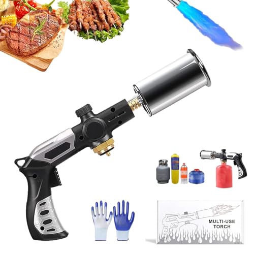 Propane Torch Gun, Adjustable Flame Portable Blow Torch for Cooking & Grilling, 3272°F High Heat Propane Heat Blaster Tool...