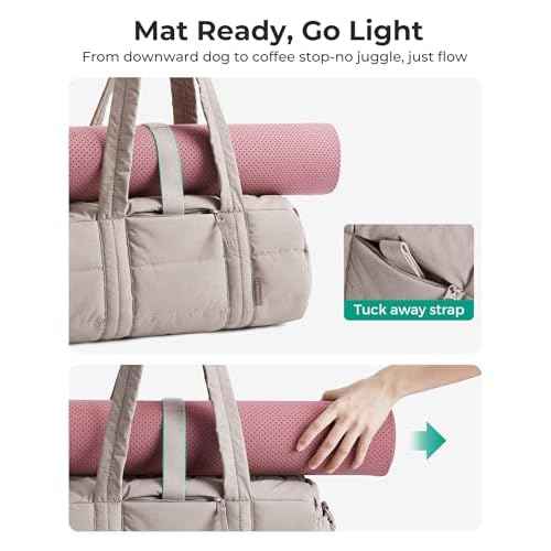 BAGSMART Reiki Gym Bag for Women, Medium Yoga Mat Crossbody Bag with Wet & Dry Pocket, Quilted Gym Shoulder Bag for Weekend, Black