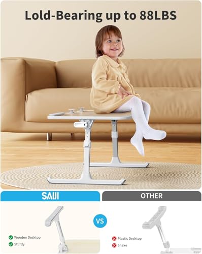 Laptop Desk for Bed, SAIJI Lap Desks Bed Trays for Eating Writing, Adjustable Computer Laptop Stand, Foldable Lap Table in...