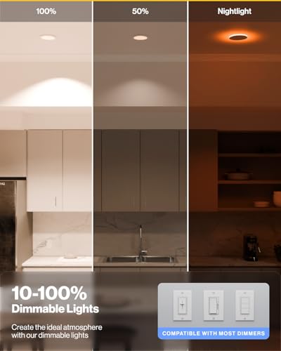 Sunco 12 Pack 6 Inch LED Recessed Light with Night Light, Canless Recessed Lighting, 1500 LM, 15W (150W Equivalent), Selec...