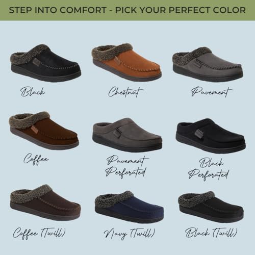 Dearfoams Men’s Brendan Indoor/Outdoor Breathable Memory Foam Clog House Shoe with Wide Widths Slipper