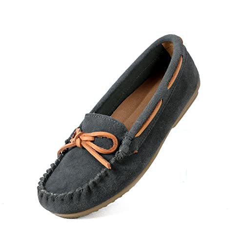 Pinpochyaw Womens Moccasin Shoes Indoor Outdoor Slip On Suede Moccasin Slipper for Women