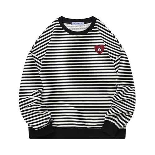 Aelfric Eden Oversized Sweatshirt for Women Crewneck Striped Sweatshirt Preppy Shirts Y2K Tops