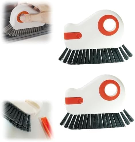2 in 1 Groove Cleaning Brush Window Track Cleaning Tools, Multifunction Window Track Cleaner with Hard Bristle and Hidden Scraper, Crevice Brush for Sliding Door Track Window Seal Sill