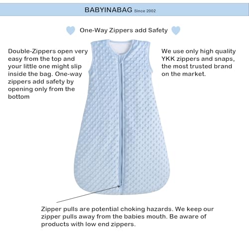 BABYINABAG Very Warm 2.5 Tog Quilted Winter Model Baby Sleep Bag or Sack, Plush Minky Dot for Infants and Toddlers