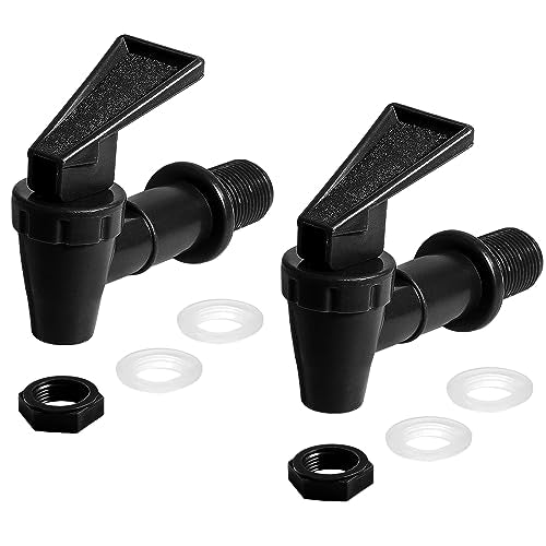 LifCratms 2Pcs BPA-Free Replacement Cooler Faucet, Black Plastic Water Spigot Spout Dispenser Tap Set, Reusable Water Croc...