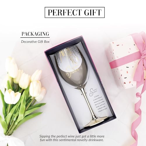 Pavilion Gift Company - Amazing Sister - 19 oz Stemmed Wine Glass Stepsister Sister-In-Law Present From Sibling Brother