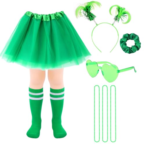 ZhouBoat Kids Tutu Costume Accessories Set Tulle Tutu Skirt Headband Heart Glasses Necklace Tube Socks Scrunchies for Party
