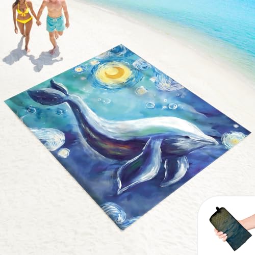 LkDiramio Beach Blanket Sand Proof Waterproof Oversized 100" x 80" Sand Free Mat with Corner Pockets and Mesh Bag for Outd...