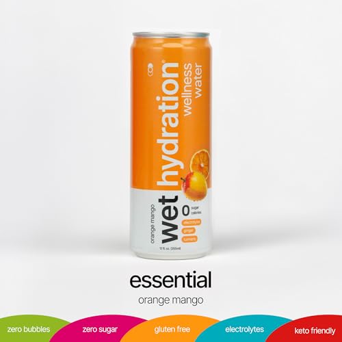 Wet Hydration - Functional Hydration Beverage - Flavored Water, Sugar-Free, Gluten-Free, No Artificial Ingredients (Orange...