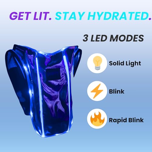LED Hydropack Rave Hydration Backpack – Festival, Hiking, & Running for Women & Men - 2 Liter Leakproof Bladder – Anti-The...