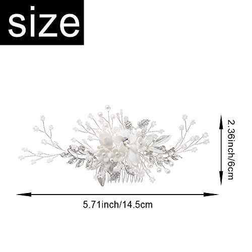 Handmade Silver Bridal Hair Comb Clip Flower Bride Wedding Bridesmaids Hair Vine Crystal Hair Accessories for Brides Headpieces