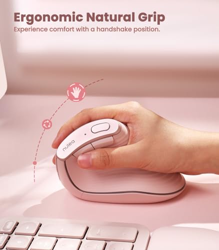 Nulea M510 Vertical Mouse Wireless, Ergonomic Mouse for Comfy Tracking, 3 Adjustable DPI (800-1200-1600), 2.4G Wireless Ve...