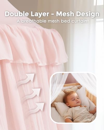 little dove Bed Canopy with Star Lights, Double Layer Canopy for Bed, Princess Play Tent for Girls Room, Breathable Bed Cu...