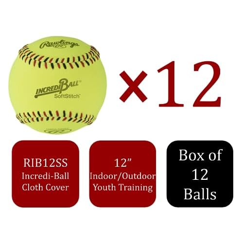 Rawlings | Incredi-Ball Yellow Softstitch Softballs | 11" & 12" Options | Cloth & Synthetic Leather Cover Options | 12 Count