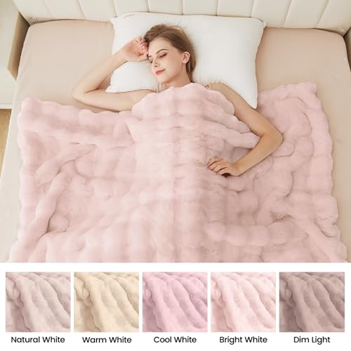 ORINOVA Pink Fluffy Blanket for Couch Living Room Faux Fur 50x60 Fuzzy Throw Blanket for Bed Soft Furry Bed Cozy Comforter...