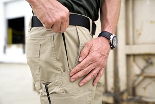 LAPG Men's Battle Rattle Stretch Cargo Pants, Durable Ripstop Tactical Pants for Men, Stretch Waistband EDC Pants