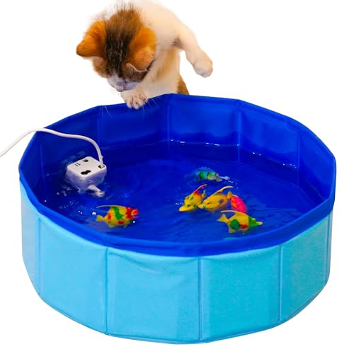 YeulYuuri Cat Pool Interactive Toys, Cat Toy Fish – Fun Water Play for Indoor Cats