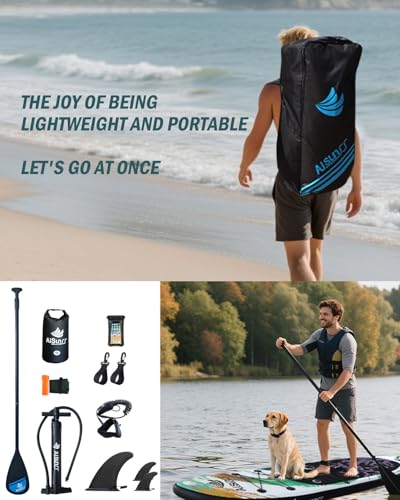 AISUNSS Inflatable Paddle Board for Adult, Paddle Board for All Skill Levels, Wide SUP Board with Primium Accessories Incl...