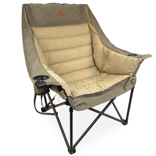 Black Sierra Deluxe Padded Camping Chair for Sports & Outdoors, Oversize XL Outdoor Folding Chair Supports 400 lbs, Heavy ...
