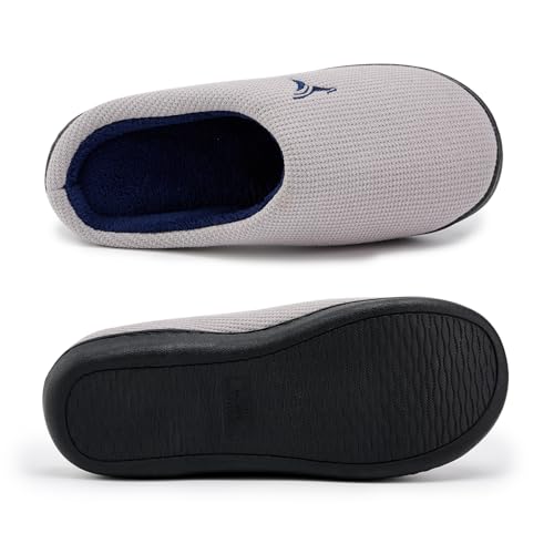 Mens Memory Foam Slippers Knitted Lining Non-Slip Indoor Outdoor Slippers