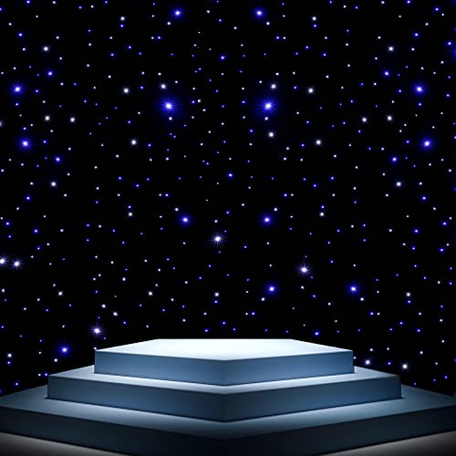 LED Stage Starry Sky Cloth Background, White & Blue/ White/ Multicolour Foldable Stage Star Curtain Backdrops with Remote ...