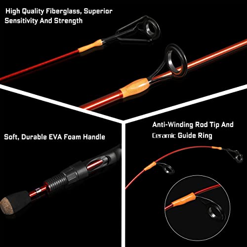 PLUSINNO Ice Fishing Rod, Ultralight and Sensitive Ice Fishing Rod and Reel Combo, 26"/27"/28" for Trout, Walleye, Perch, ...